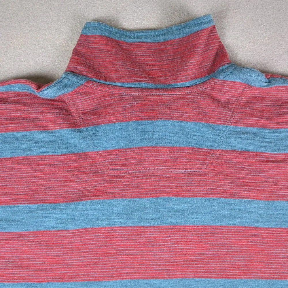 The North Face Polo Shirt Mens Extra Large Red Blue Striped Chest Pocket Casual